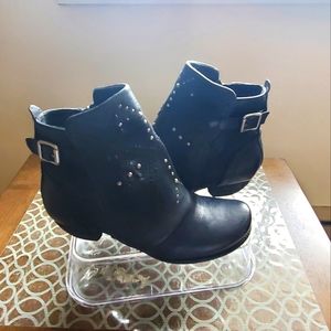 Miz Mooz Black Leather Studded Ankle Boots Size 39 (8.5-9)
